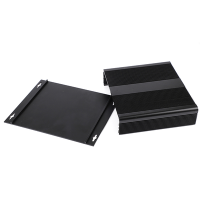 Vỏ nhôm đùn lớn 204x48x150mm với mặt tản nhiệt màu đen bạc